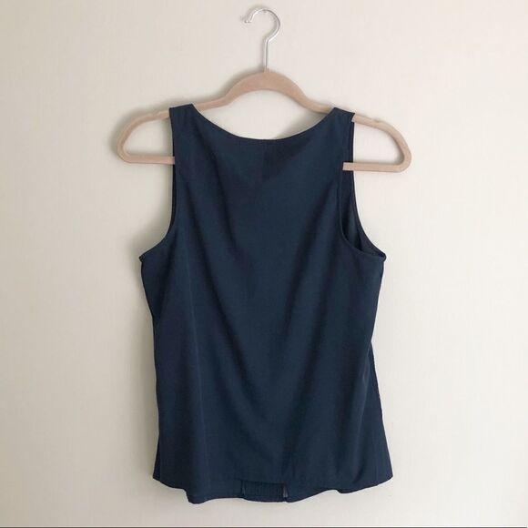 Lucky Brand Center Lace Silky Tank Top Navy Blue - Picture 8 of 8